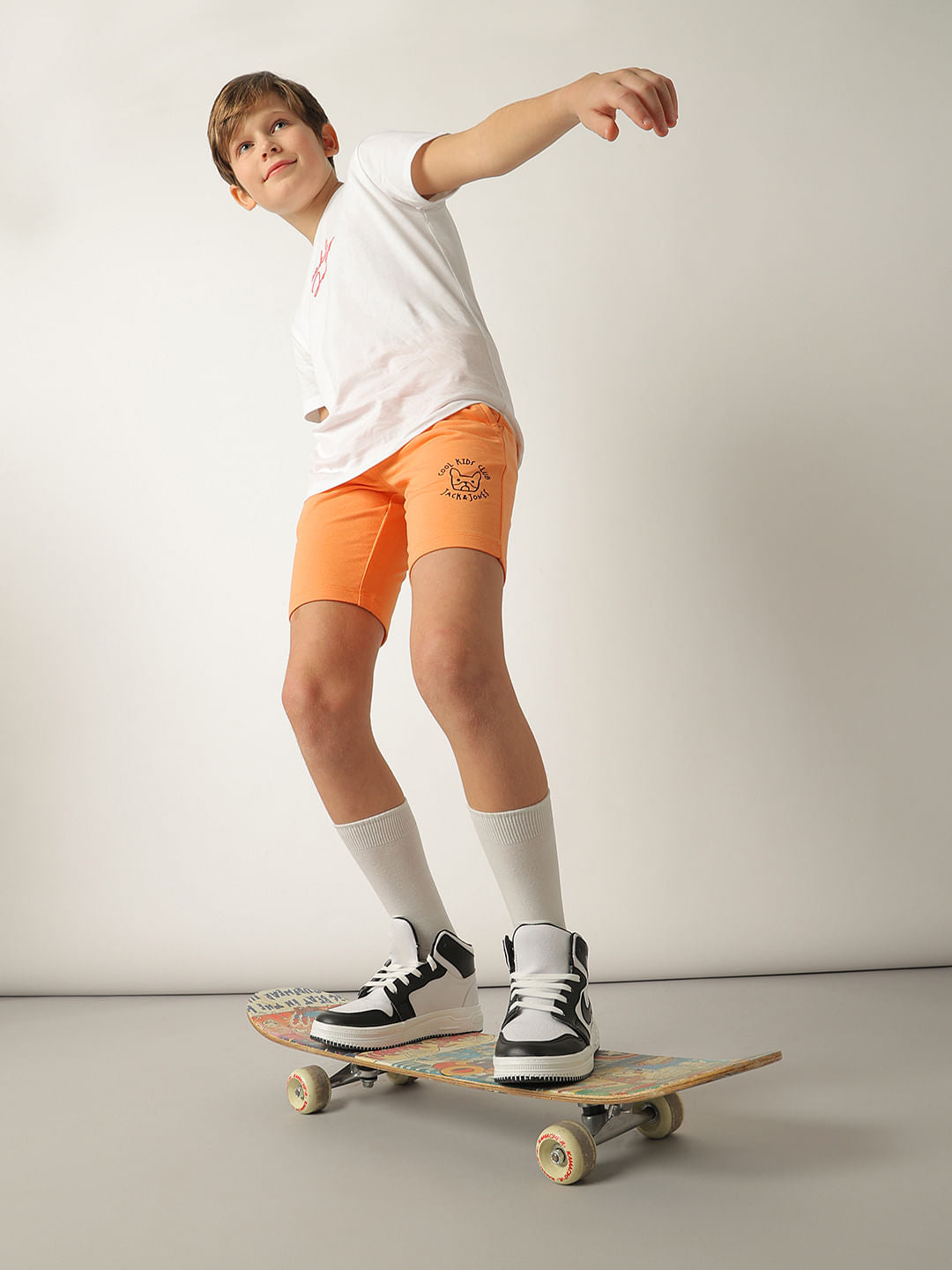 Boys Orange Cotton Knit Shorts