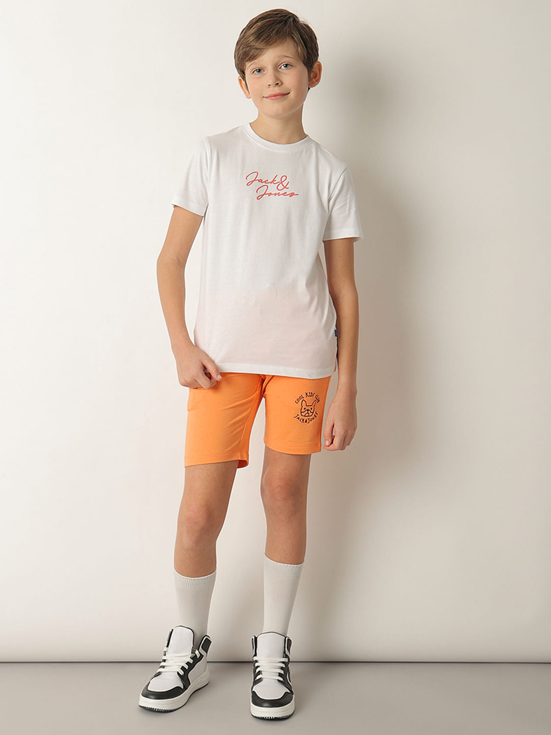 Boys Orange Cotton Knit Shorts