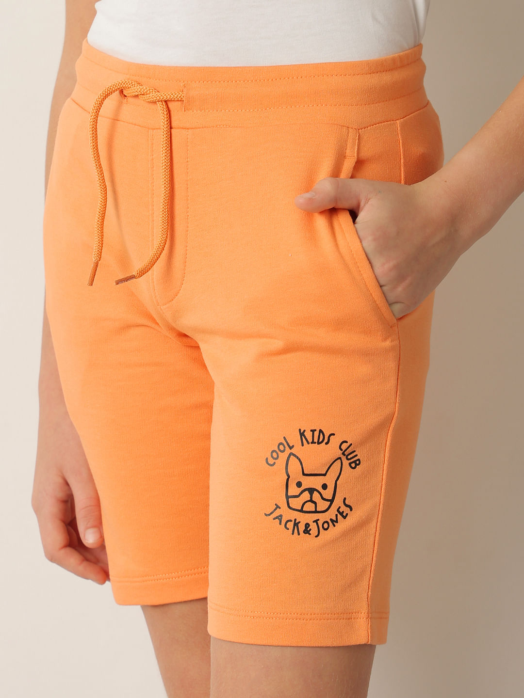Boys Orange Cotton Knit Shorts