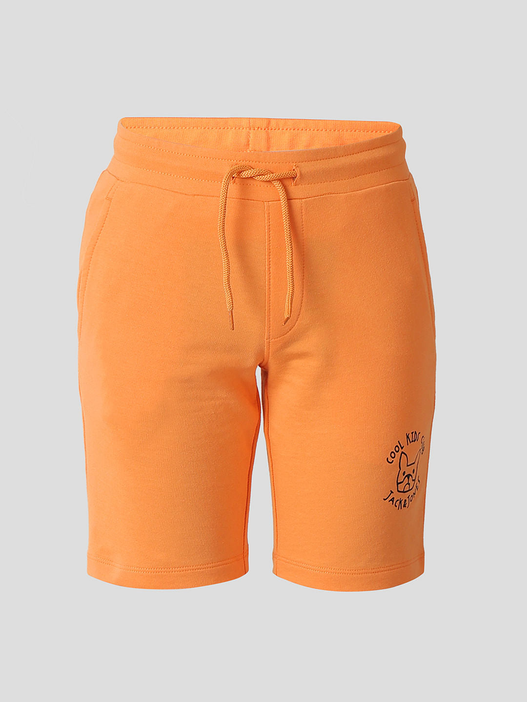 Boys Orange Cotton Knit Shorts