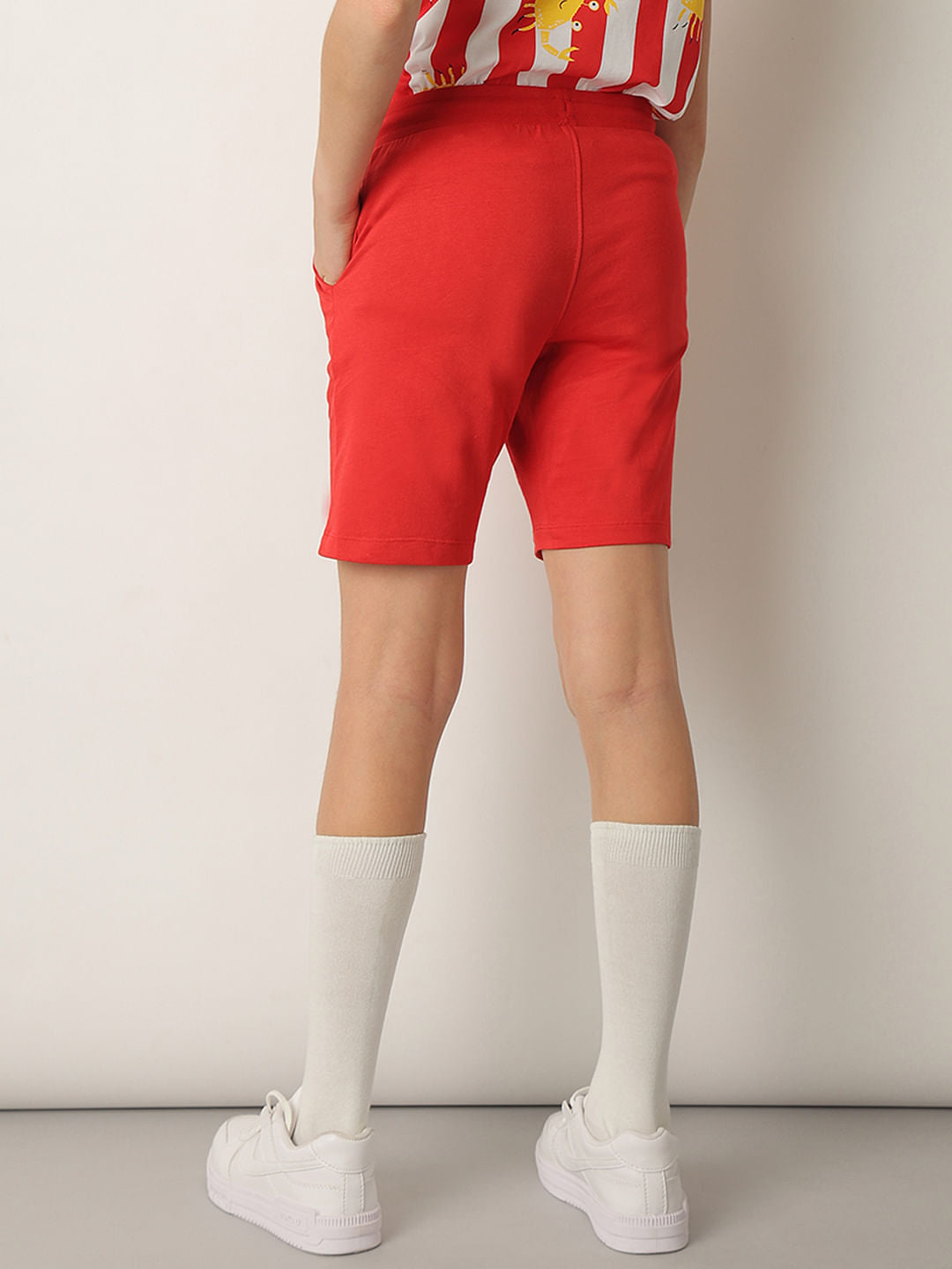 Boys Red Striped Co-ord Set Shorts