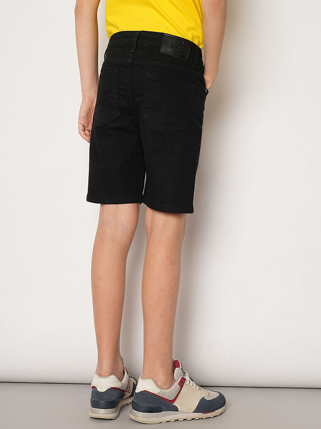 Black Mid Rise Denim Shorts