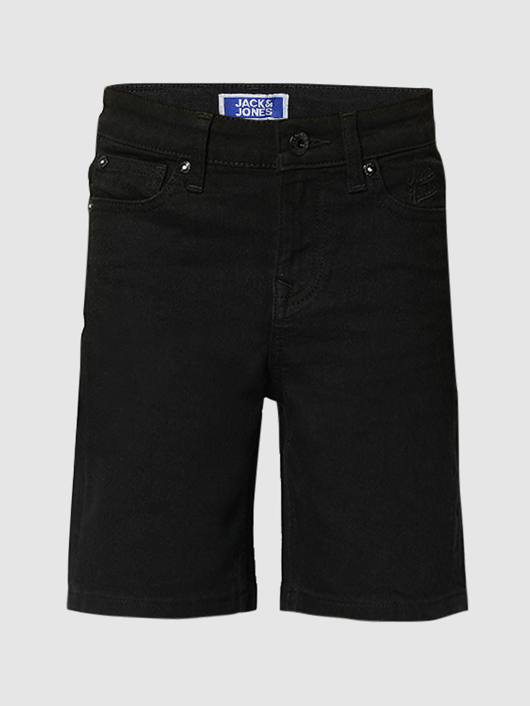 Black Mid Rise Denim Shorts