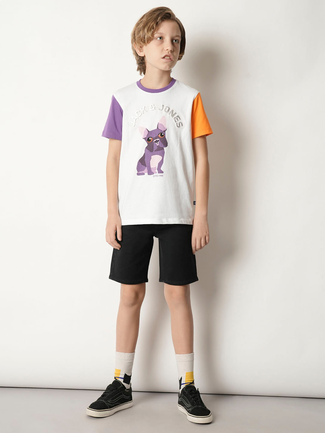 Boys Black Cotton Denim Shorts