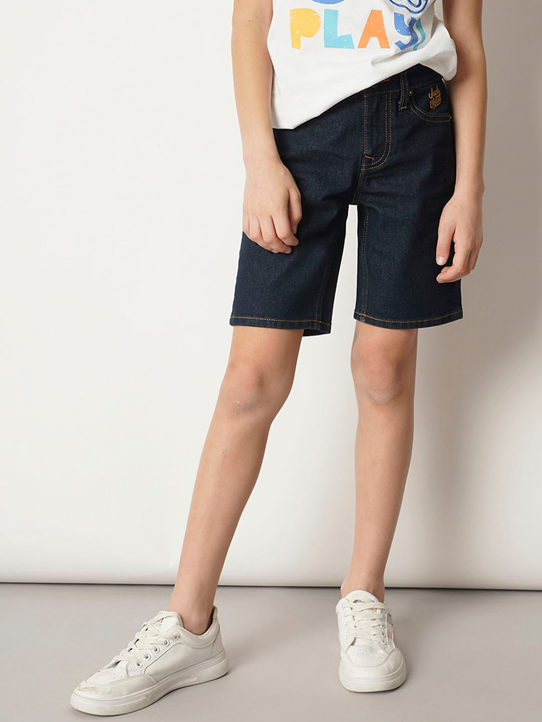 Boys Dark Blue Cotton Denim Shorts