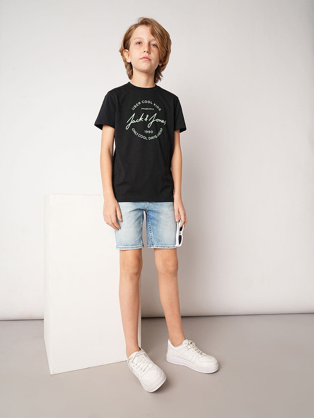 Light Blue Mid Rise Denim Shorts