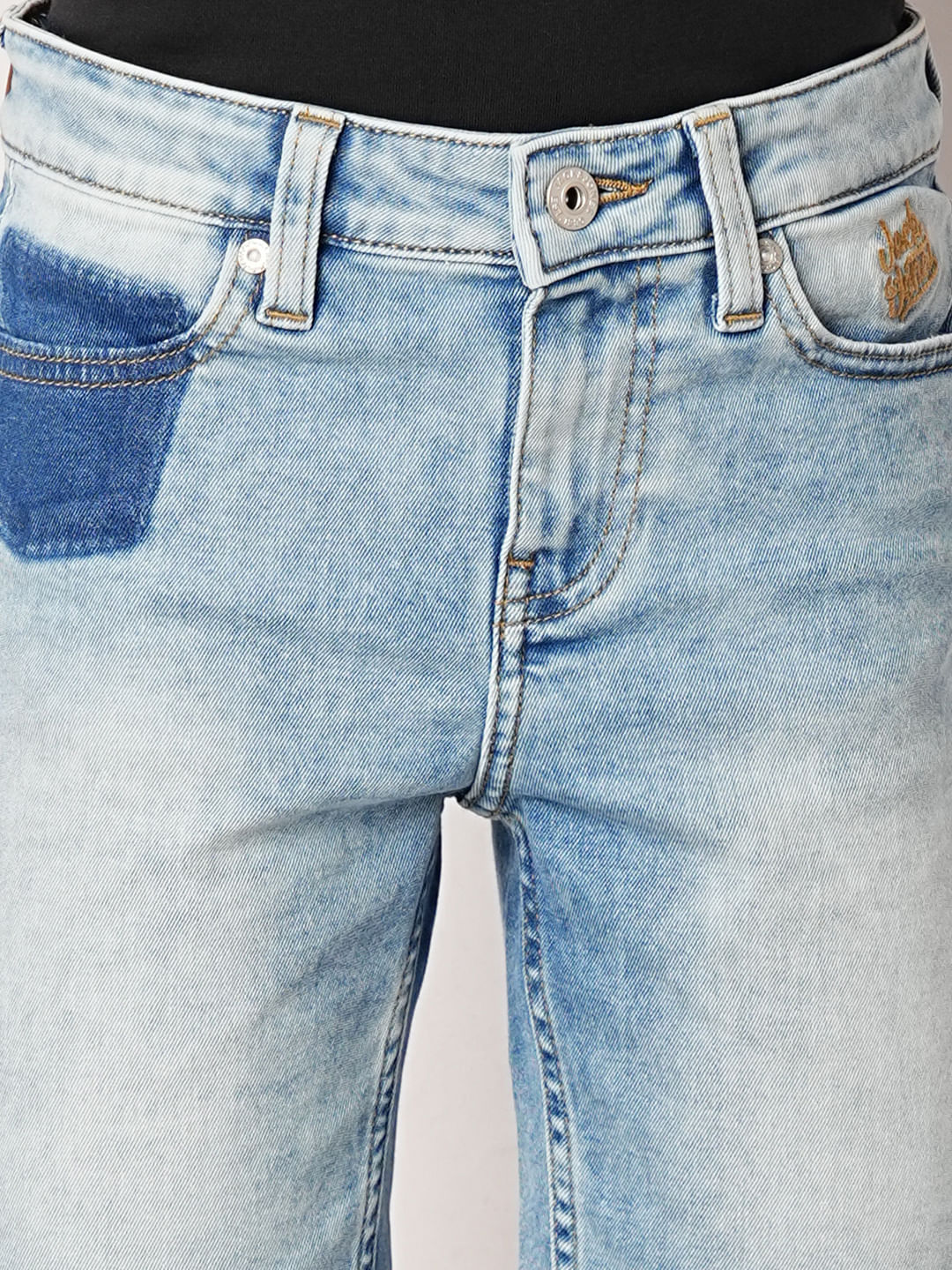 Light Blue Mid Rise Denim Shorts