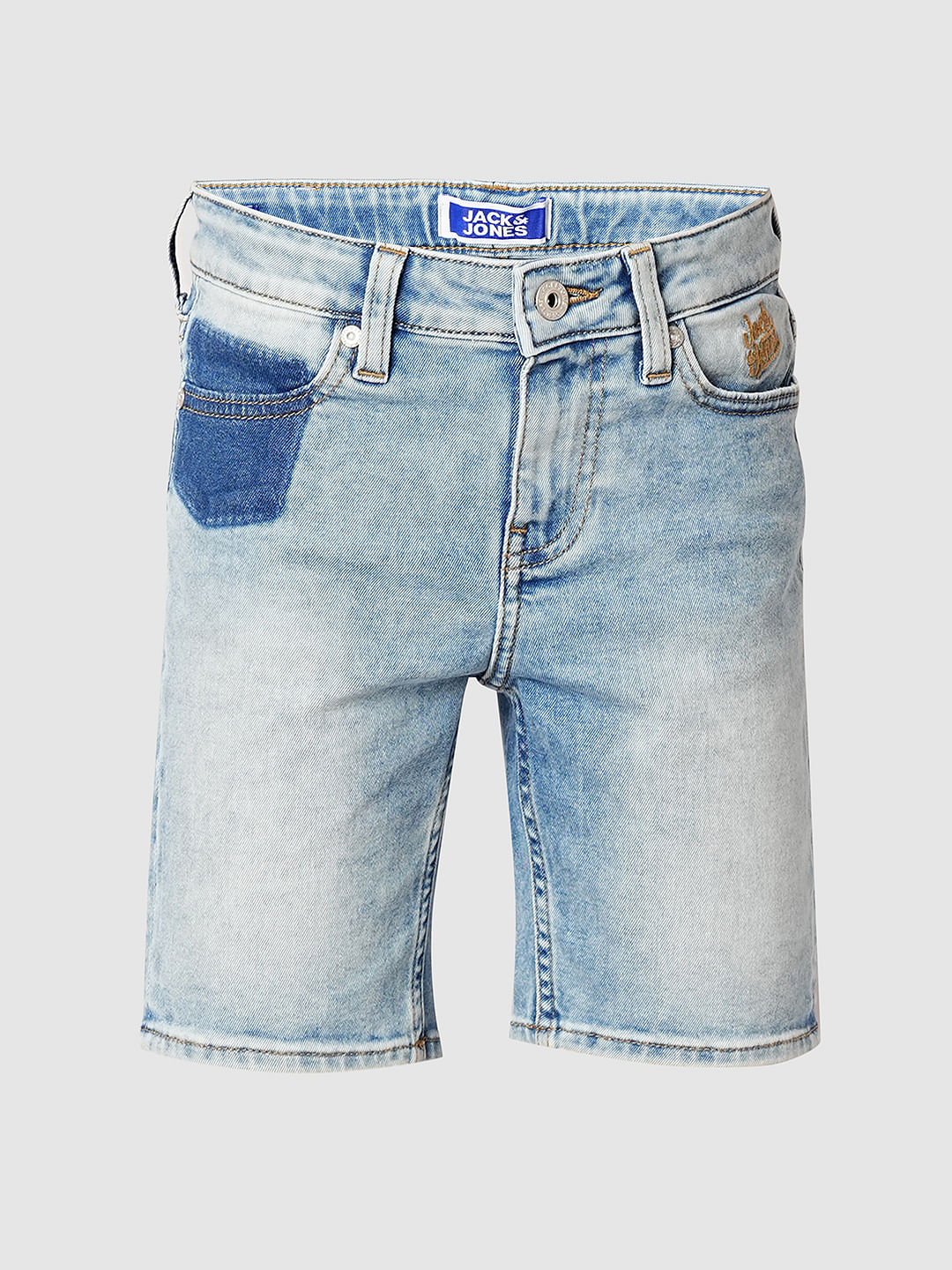 Light Blue Mid Rise Denim Shorts