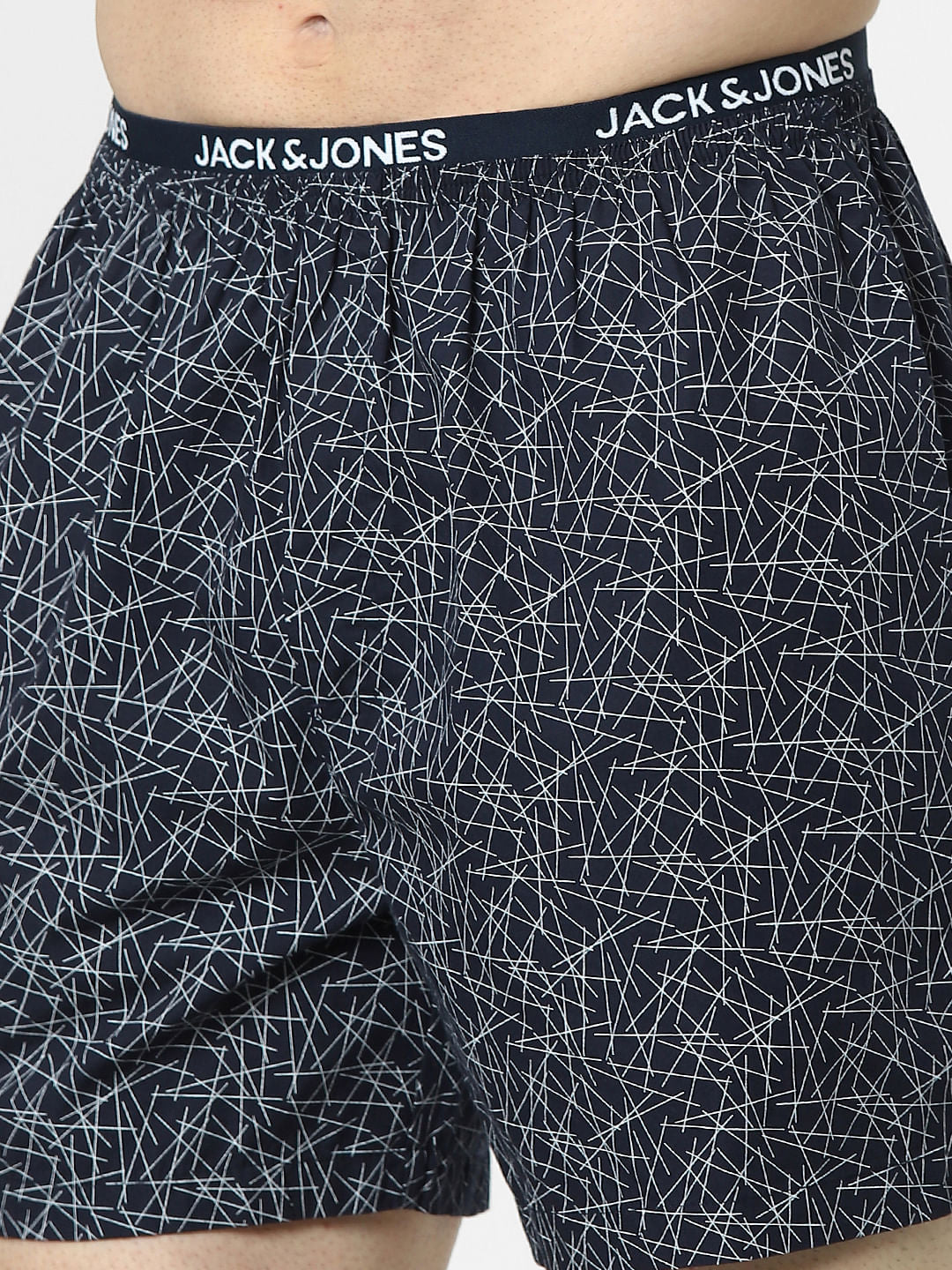 Navy Blue Geometric Print Boxers