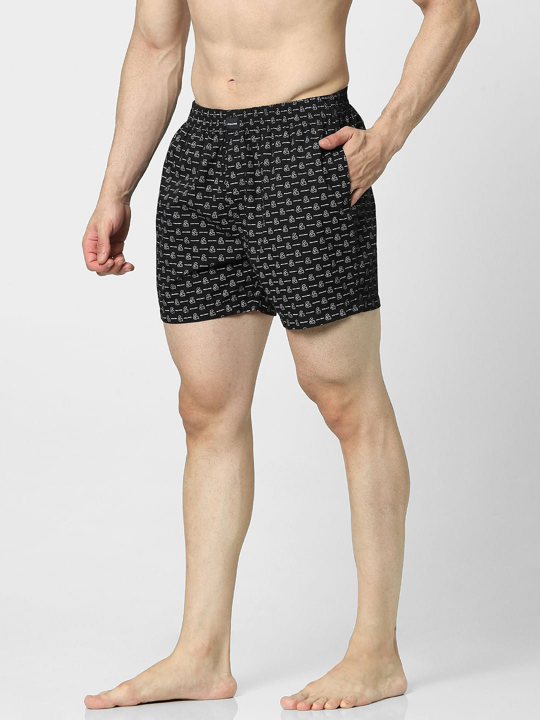 Black Logo Print Boxers