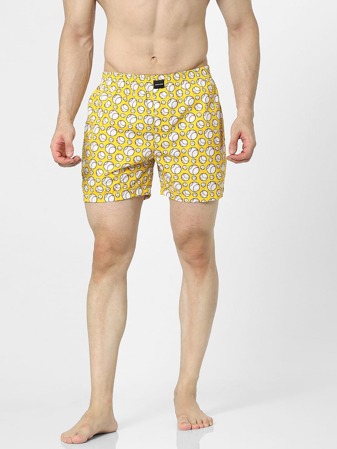 Yellow Baseball Print Boxers