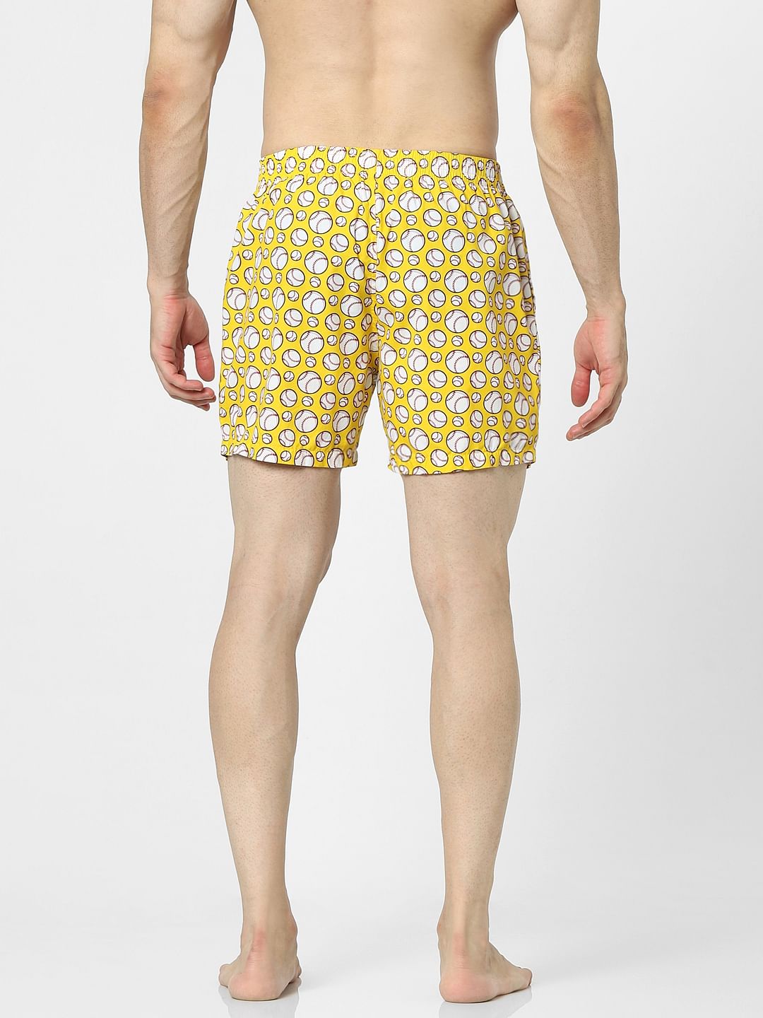 Yellow Baseball Print Boxers