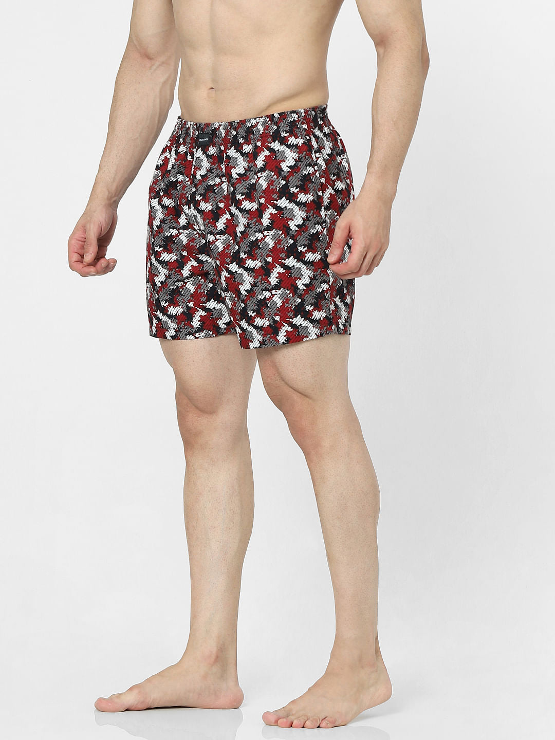 Dark Red Camo Print Boxers
