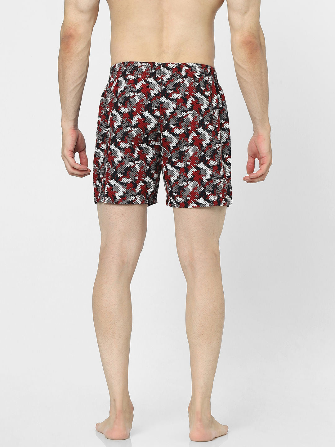 Dark Red Camo Print Boxers