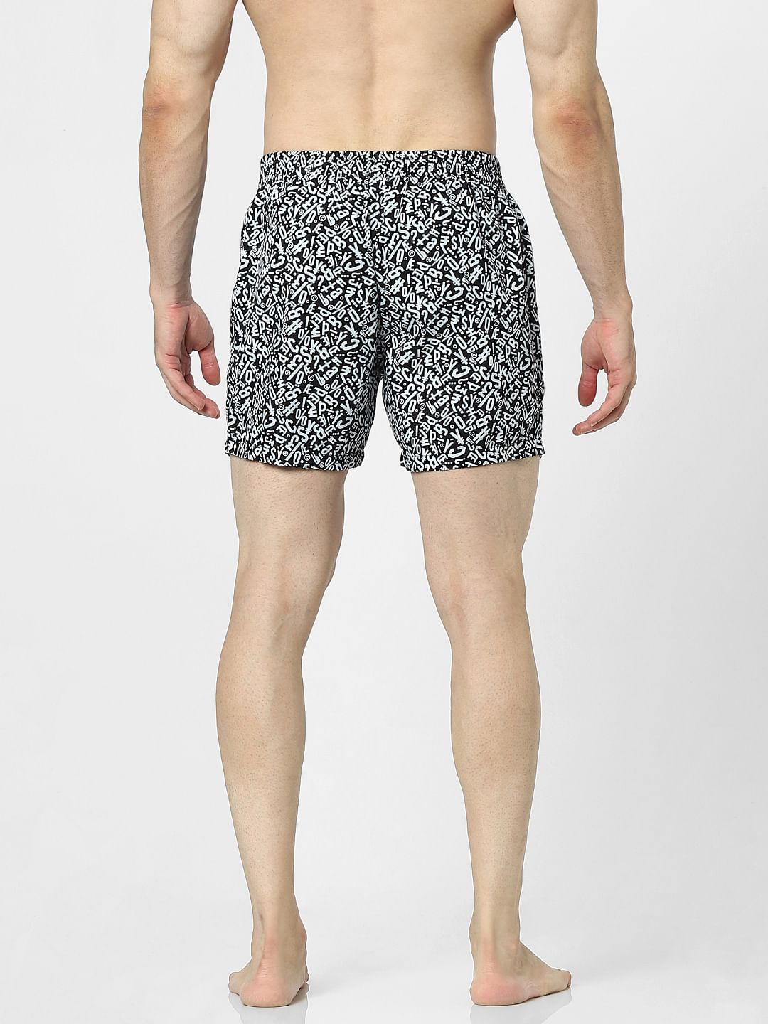 Black Text Print Boxers