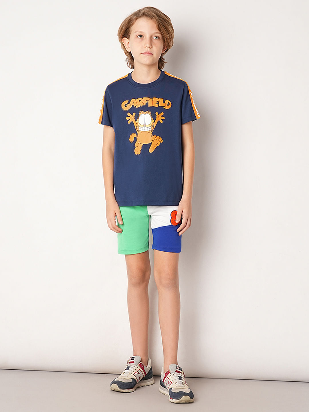 GARFIELD Blue Printed Cotton T-shirt