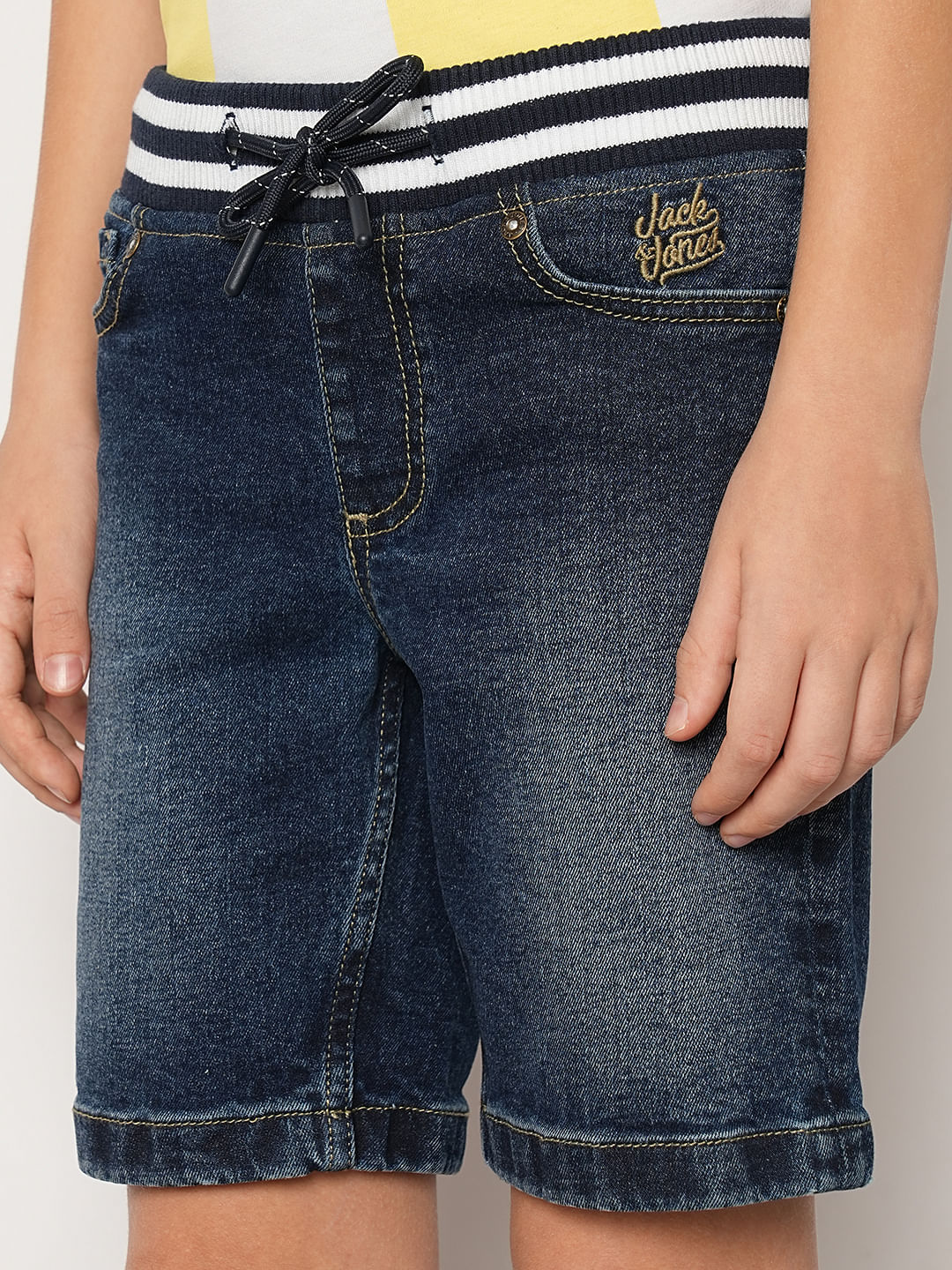 Blue Mid Rise Denim Shorts