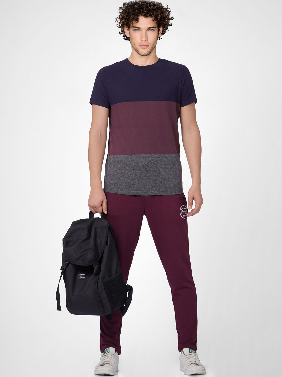 Blue Colourblocked Crew Neck T-shirt