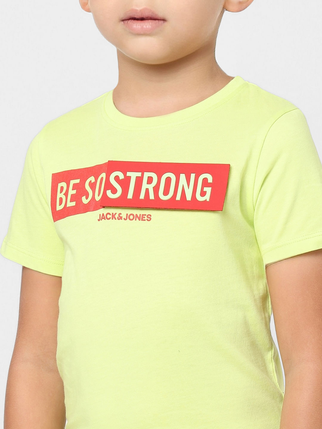 Boys Yellow Slogan Print Crew Neck T-shirt