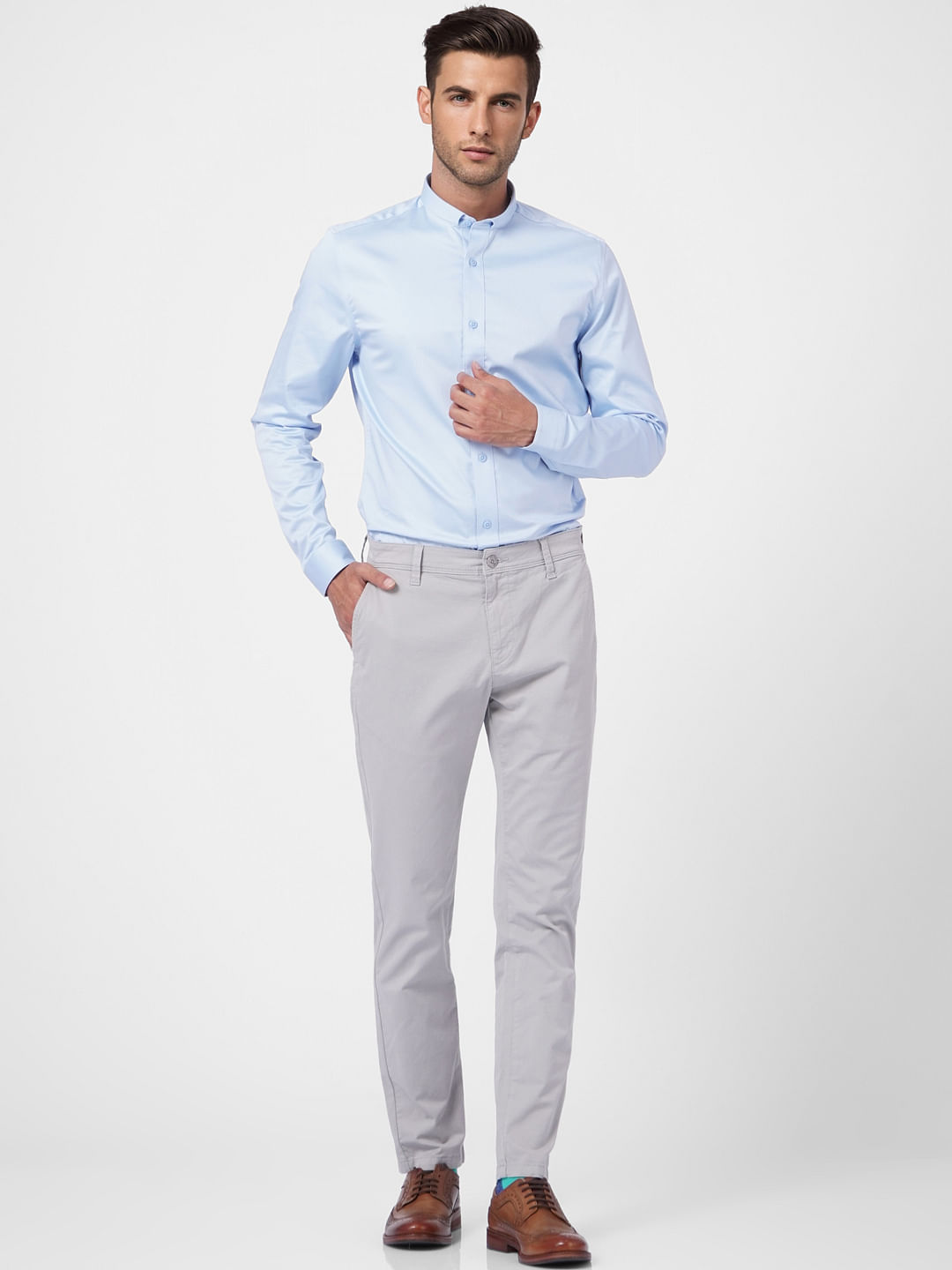 Grey Low Rise Pants