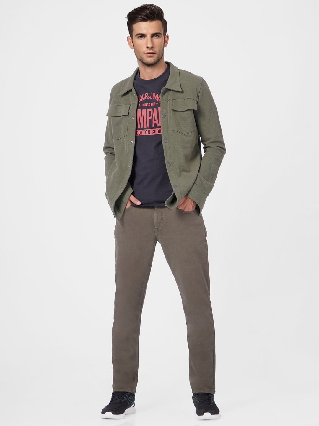 Dark Green Low Rise Pants