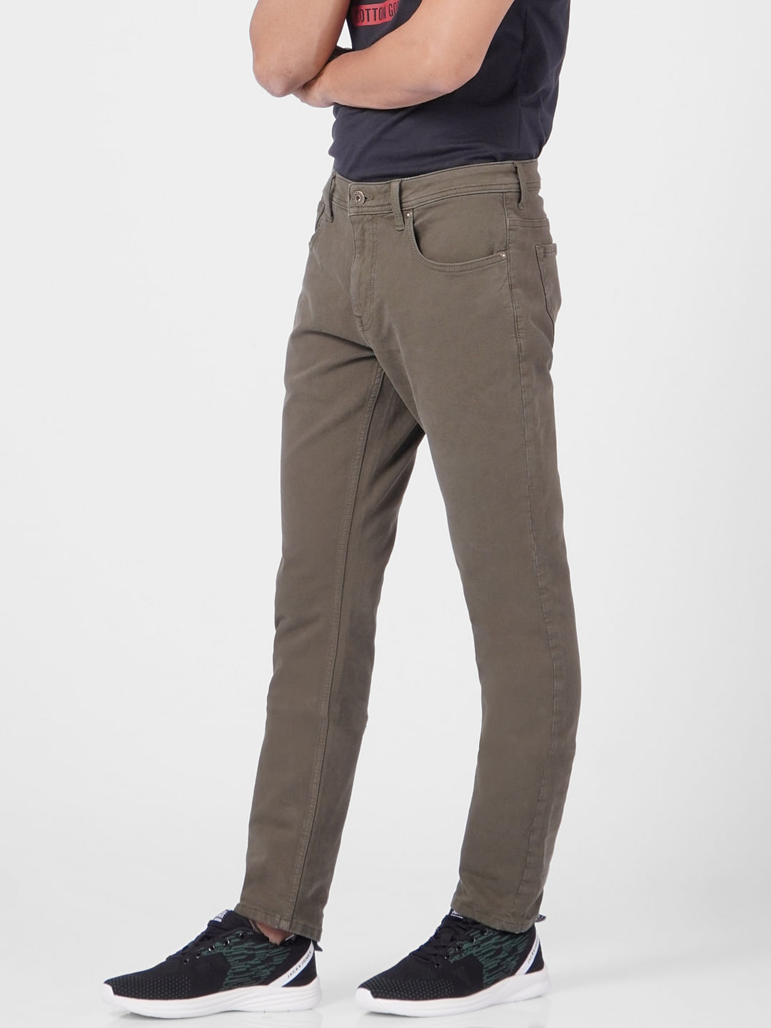 Dark Green Low Rise Pants