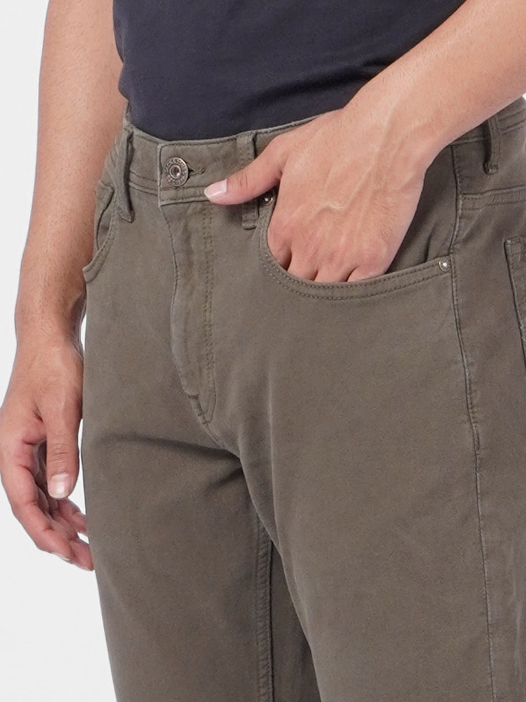 Dark Green Low Rise Pants