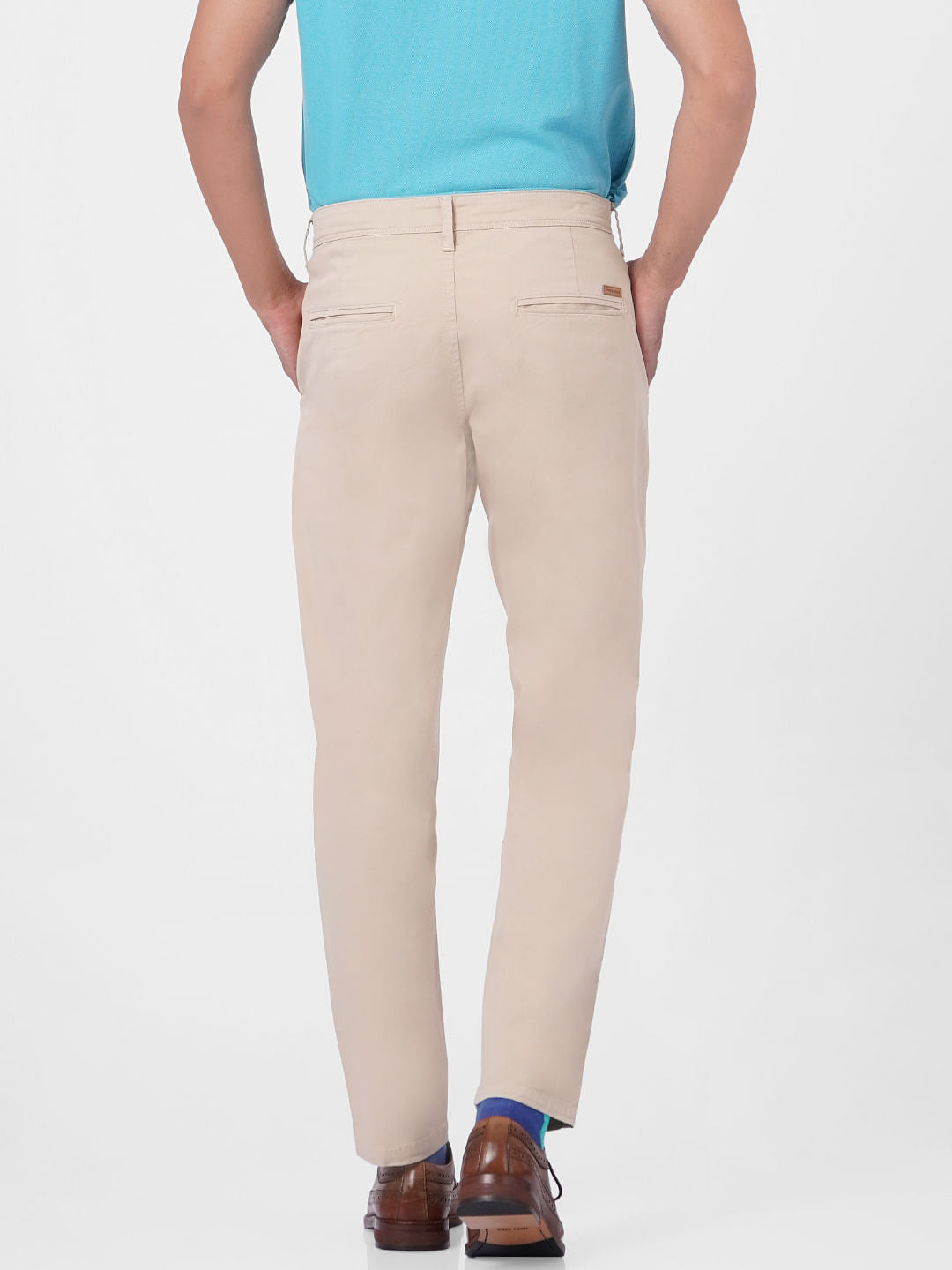 Beige Low Rise Pants
