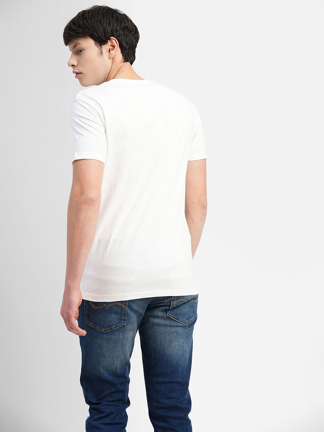 White Logo Print Crew Neck T-shirt