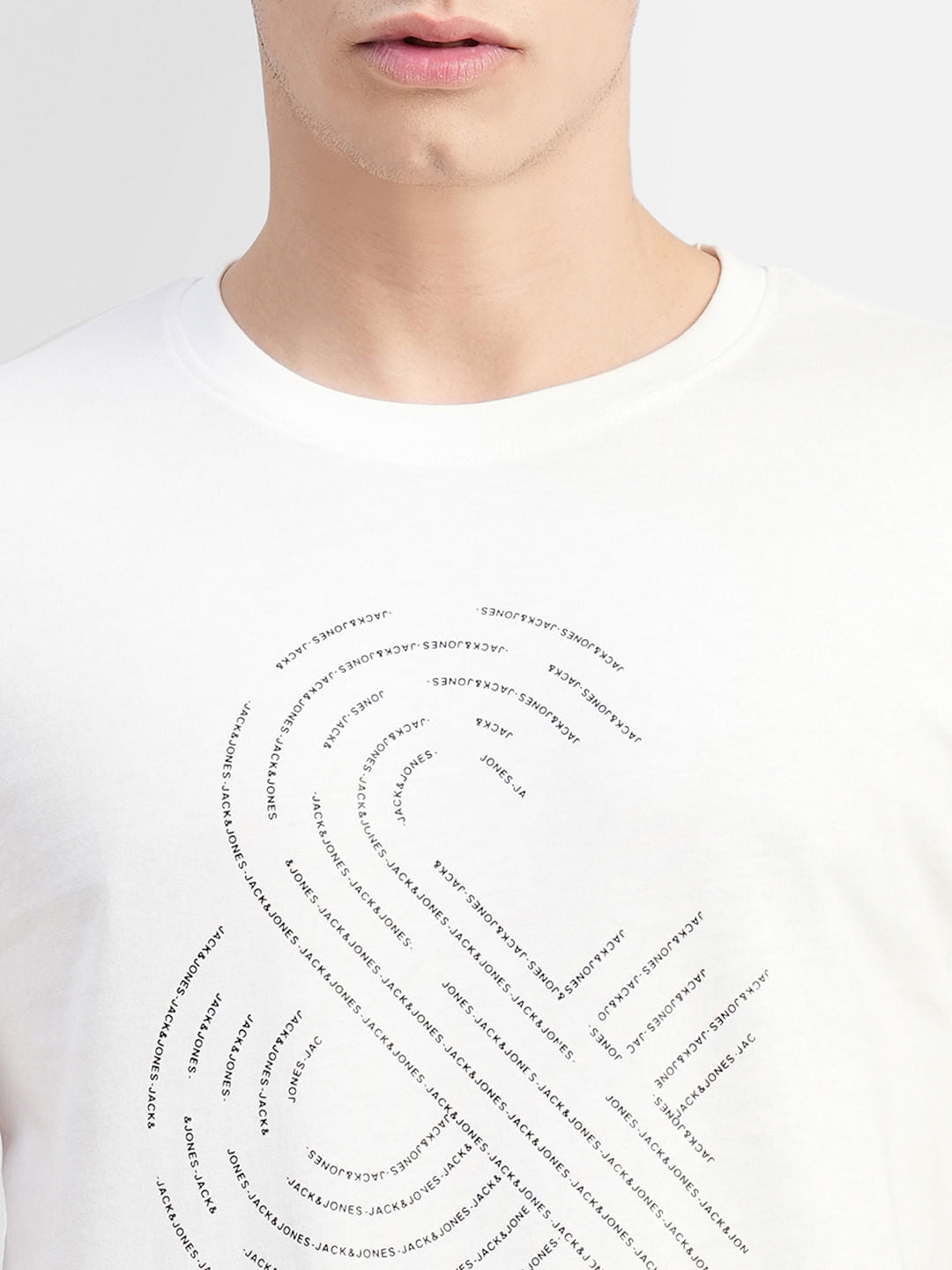 White Logo Print Crew Neck T-shirt