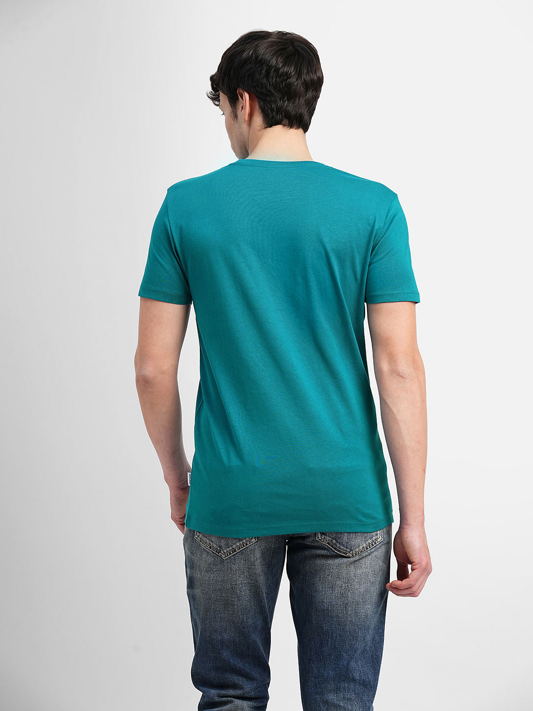 Blue Logo Print Crew Neck T-shirt