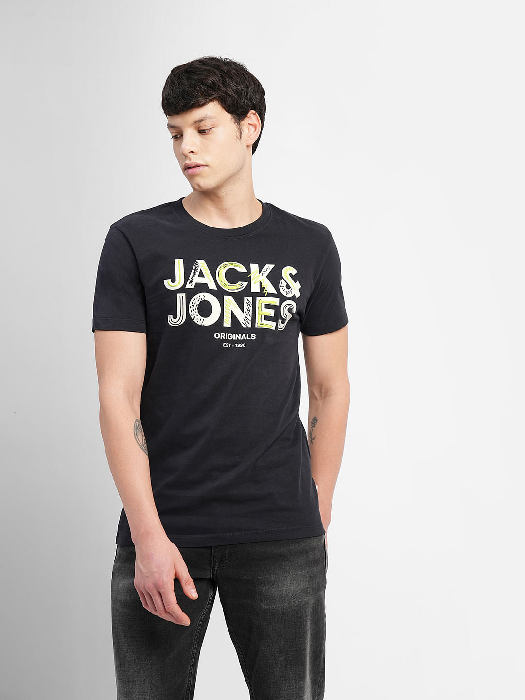 Black Logo Print Crew Neck T-shirt