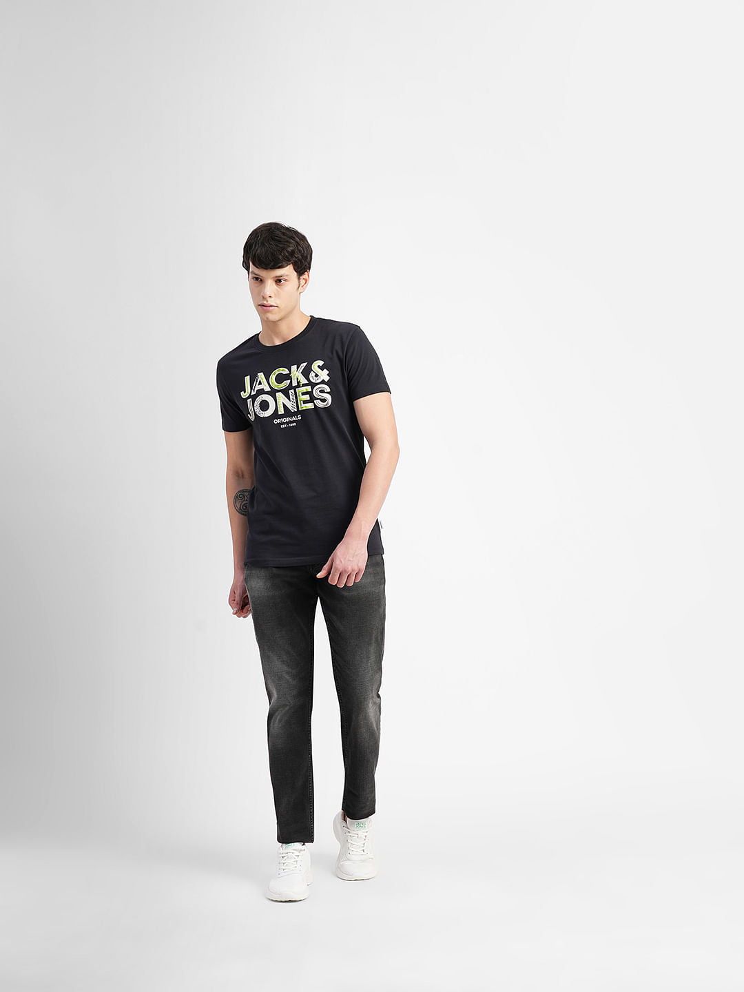 Black Logo Print Crew Neck T-shirt