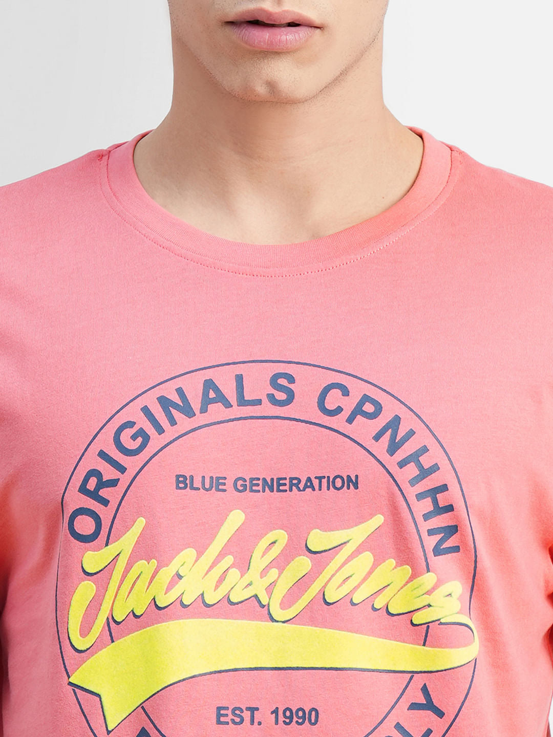 Coral Logo Text Print Crew Neck T-shirt
