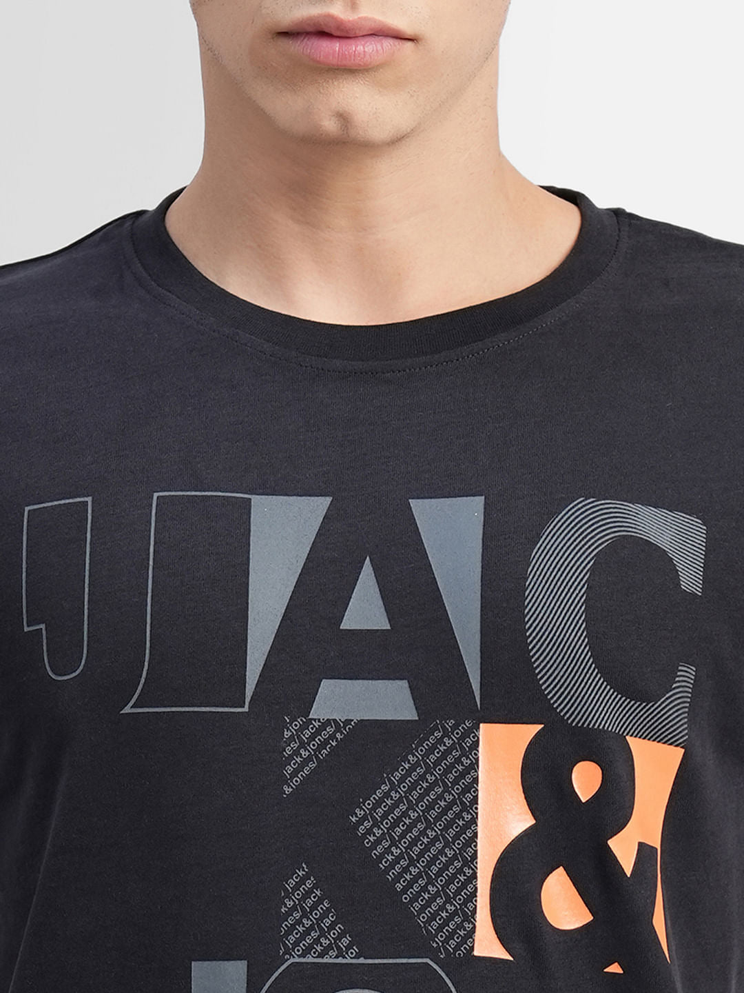 Black Typographic Print Crew Neck T-shirt