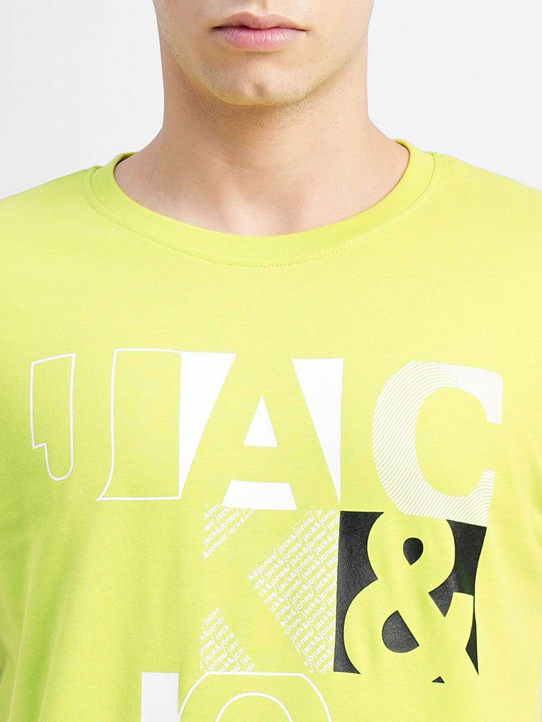 Bright Green Typographic Print Crew Neck T-shirt