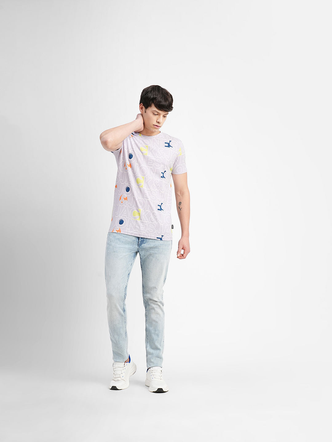 Lilac Logo Print Crew Neck T-shirt