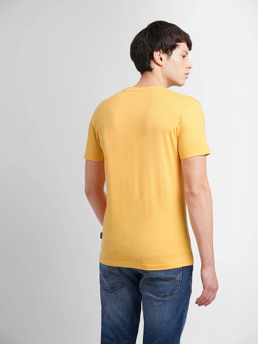 Yellow Logo Print Crew Neck T-shirt