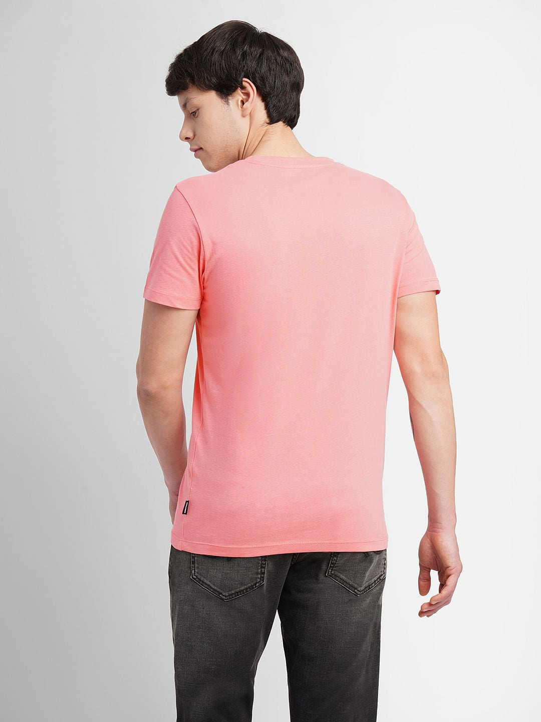 Pink Logo Print Crew Neck T-shirt