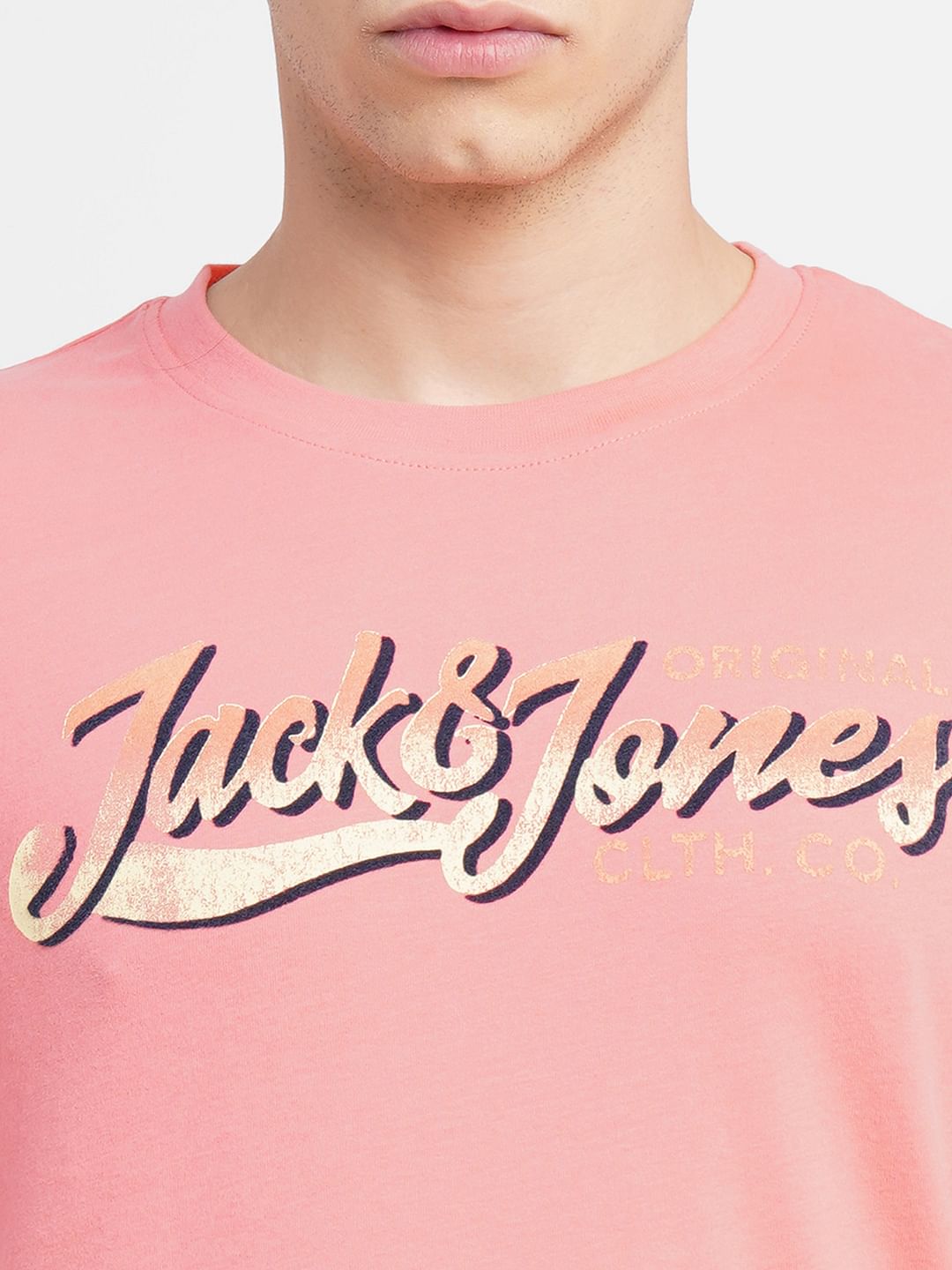 Pink Logo Print Crew Neck T-shirt