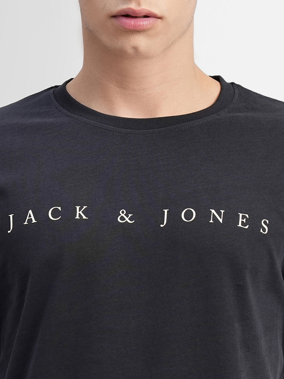 Black Logo Text Print Crew Neck T-shirt