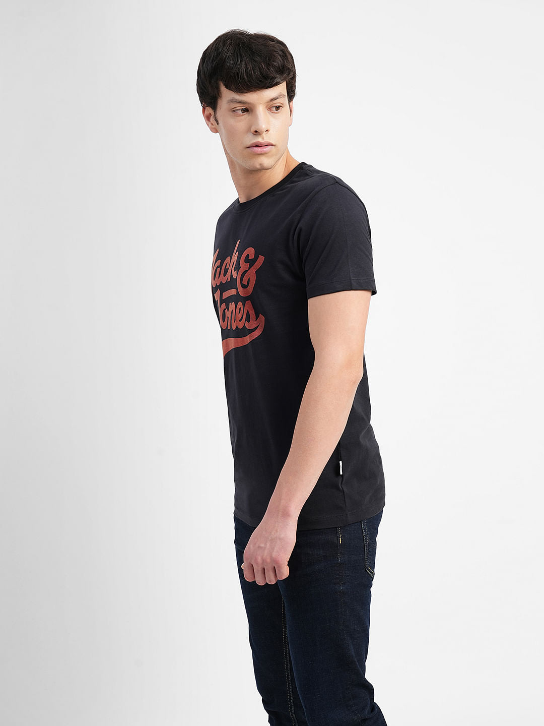 Black Logo Print Crew Neck T-shirt