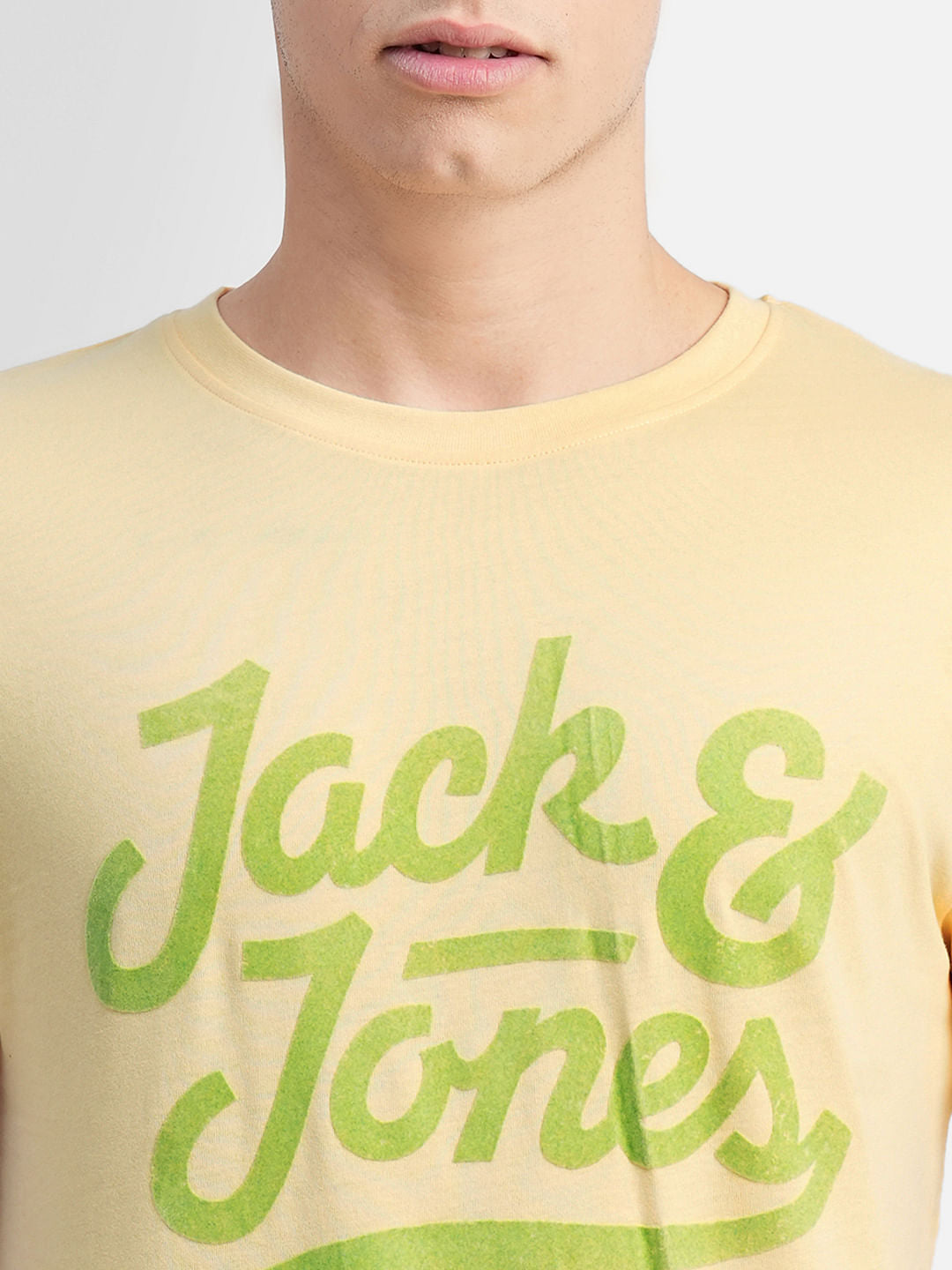 Yellow Logo Print Crew Neck T-shirt