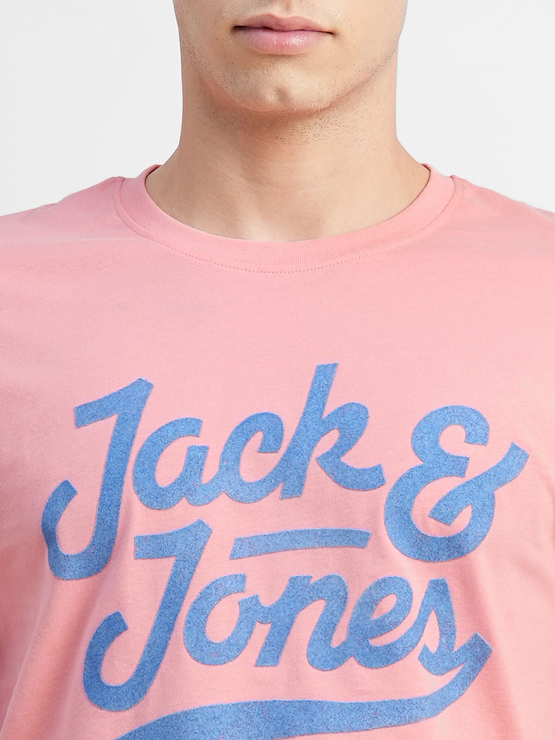 Pink Logo Print Crew Neck T-shirt