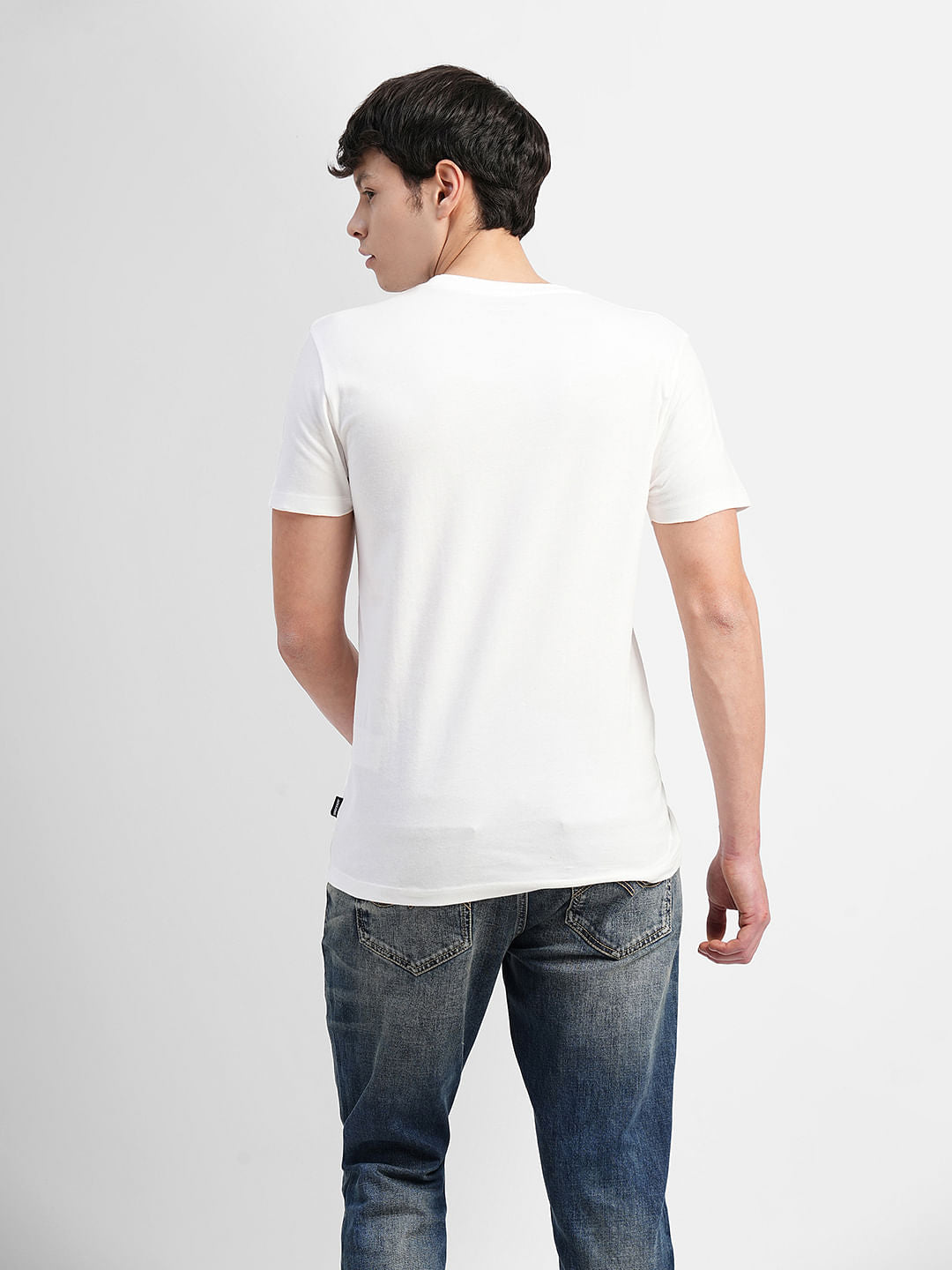 White Logo Print Crew Neck T-shirt