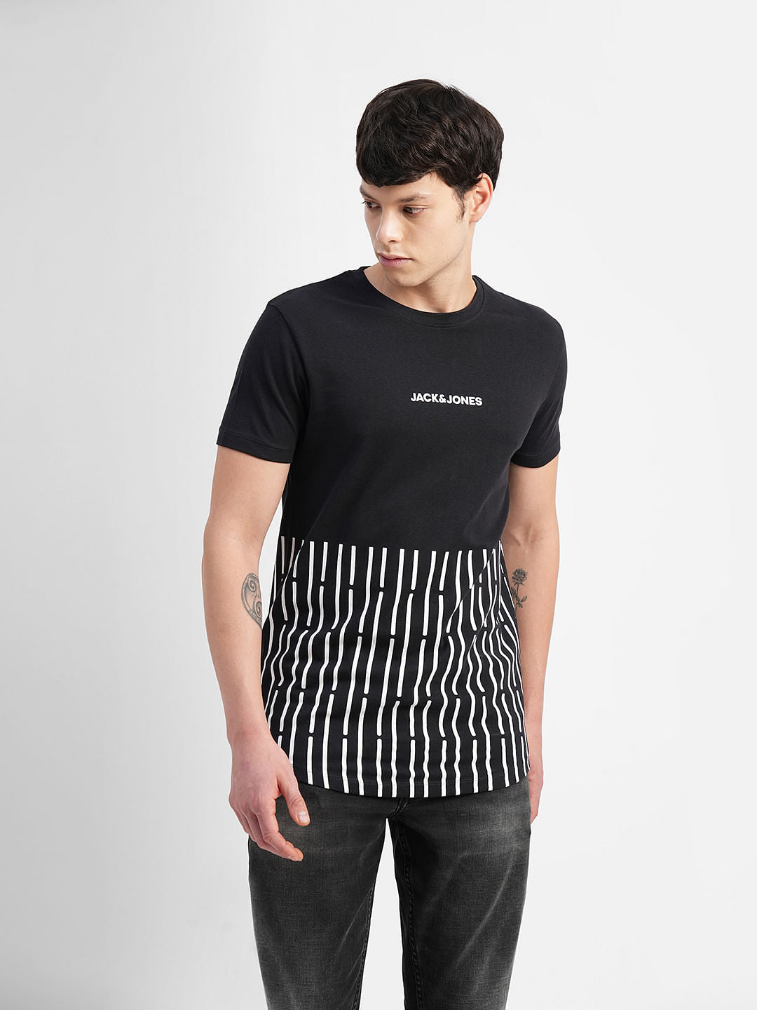 Black Typographic Logo Crew Neck T-shirt