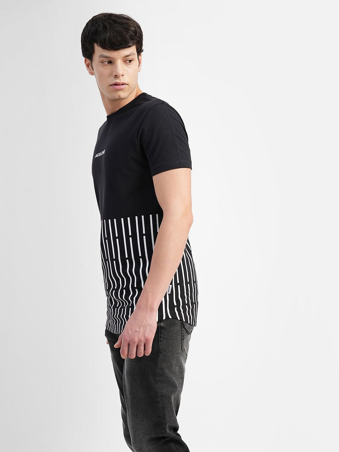 Black Typographic Logo Crew Neck T-shirt