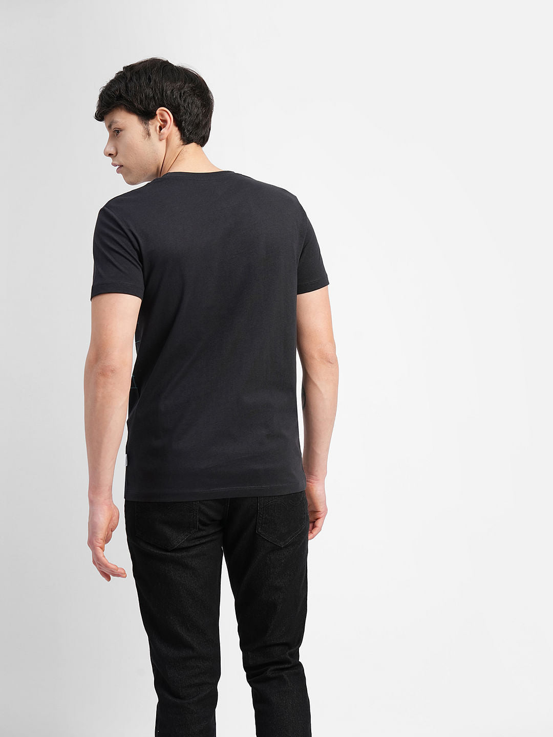 Black Typographic Logo Crew Neck T-shirt