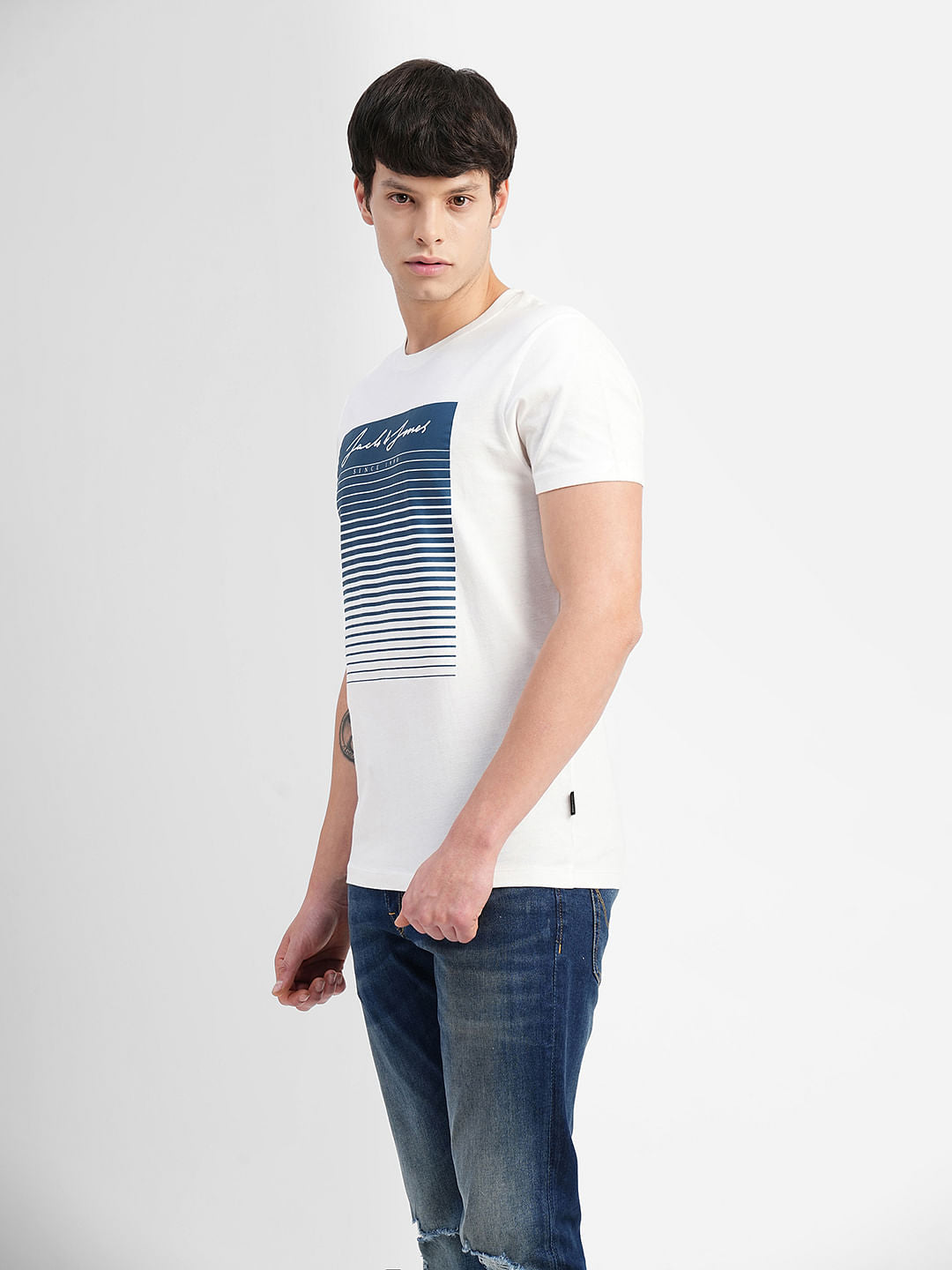White Graphic Print Crew Neck T-shirt