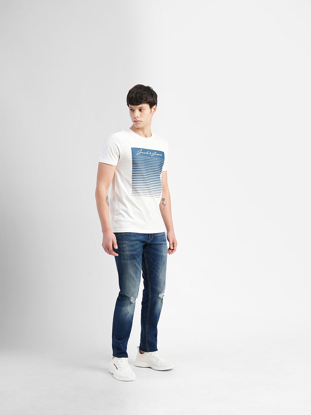 White Graphic Print Crew Neck T-shirt